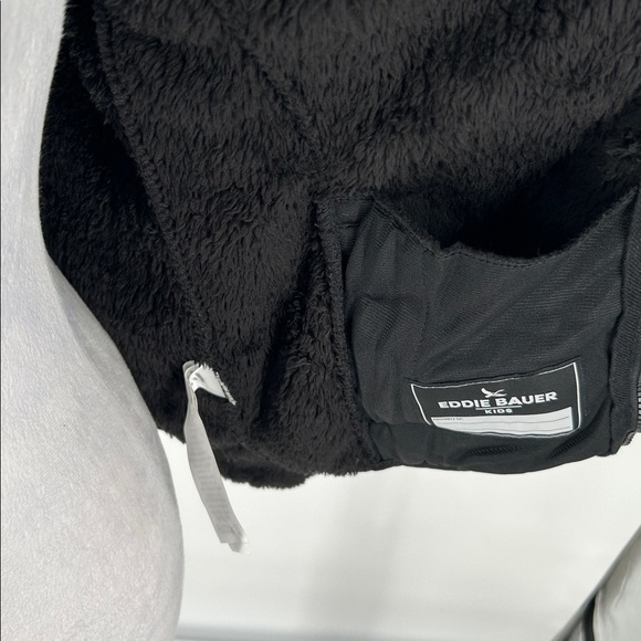 Eddie Bauer Kids Black Sherpa Fleece Hoodie Full Zip Jacket Size Medium - Picture 7 of 9